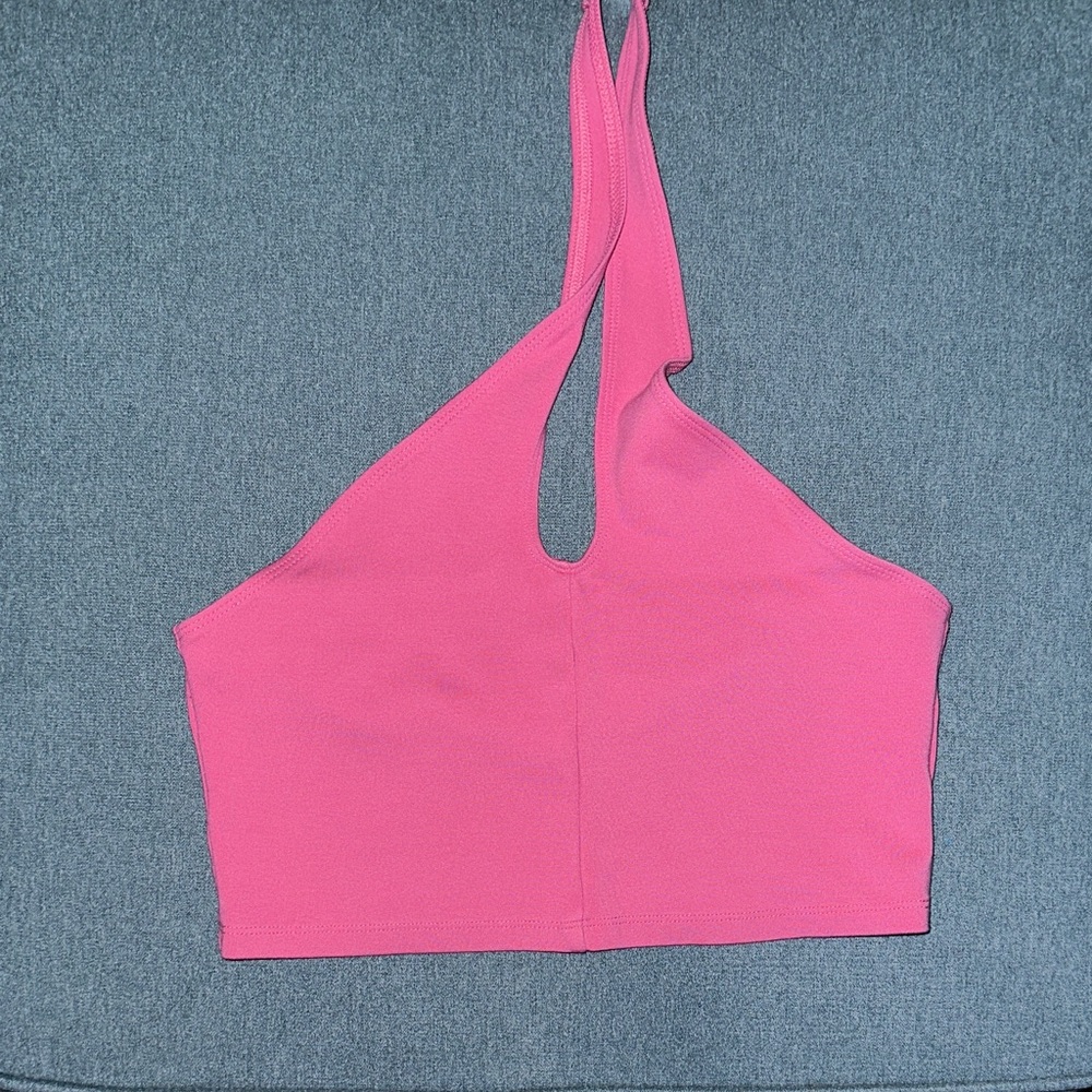 Pink Halter Neck Crop Top